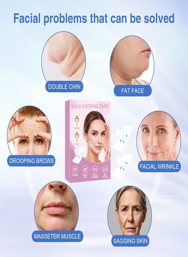 جانميسي شريط شد الوجه 200 قطعة، لصقات شد الوجه غير المرئية على شكل حرف V للبشرة المترهلة والذقن المزدوجة، شرائط شد الرقبة لتقليل التجاعيد، تطبيق ما قبل المكياج للعينين والفكين - Image 3